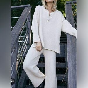 Free People Hailee sweater set Sz S light gray